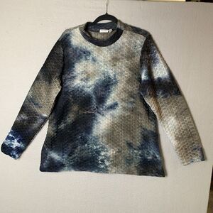LOGO by Lori Goldstein Top Women XL Tie-Dye Textured Knit Mock Neck Casual